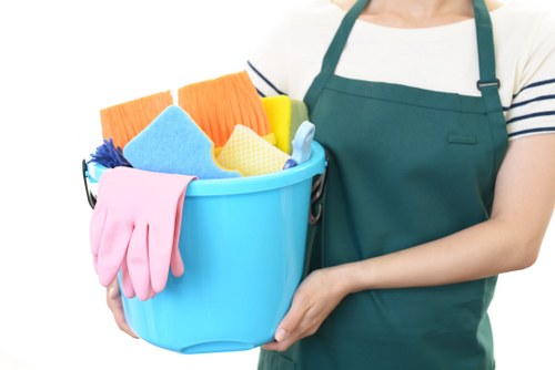 Cleaner in Barnes preparing cleaning equipment with safety in mind