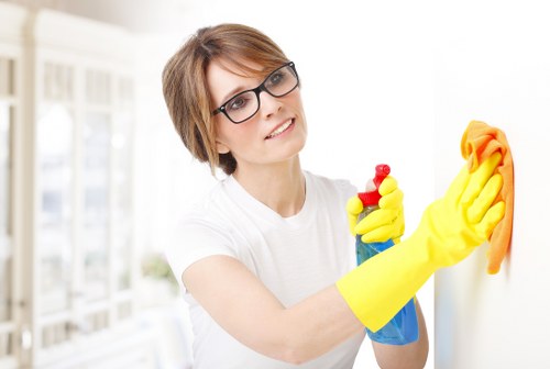 Deep cleaning a bathroom in a Barnes home