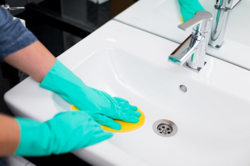 Bathroom deep cleaning as part of end of tenancy cleaning in Barnes